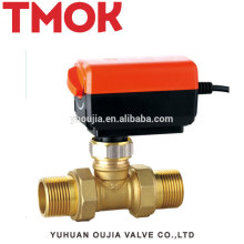 Top External thread Double live brass color Electric globe valve